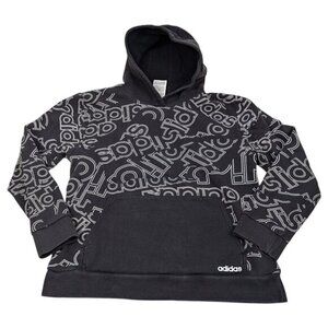 Adidas Hoodie Youth Boys Large 14 - 16 All Over‎ Print AOP Logo Sweatshirt